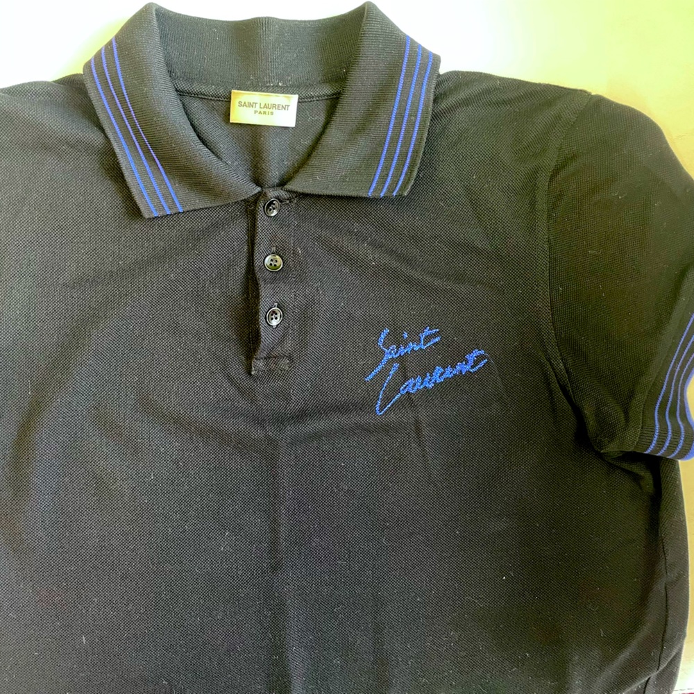 YSL SAINT LAURENT MONOGRAM POLO SHIRT IN COTTON PIQUÉ